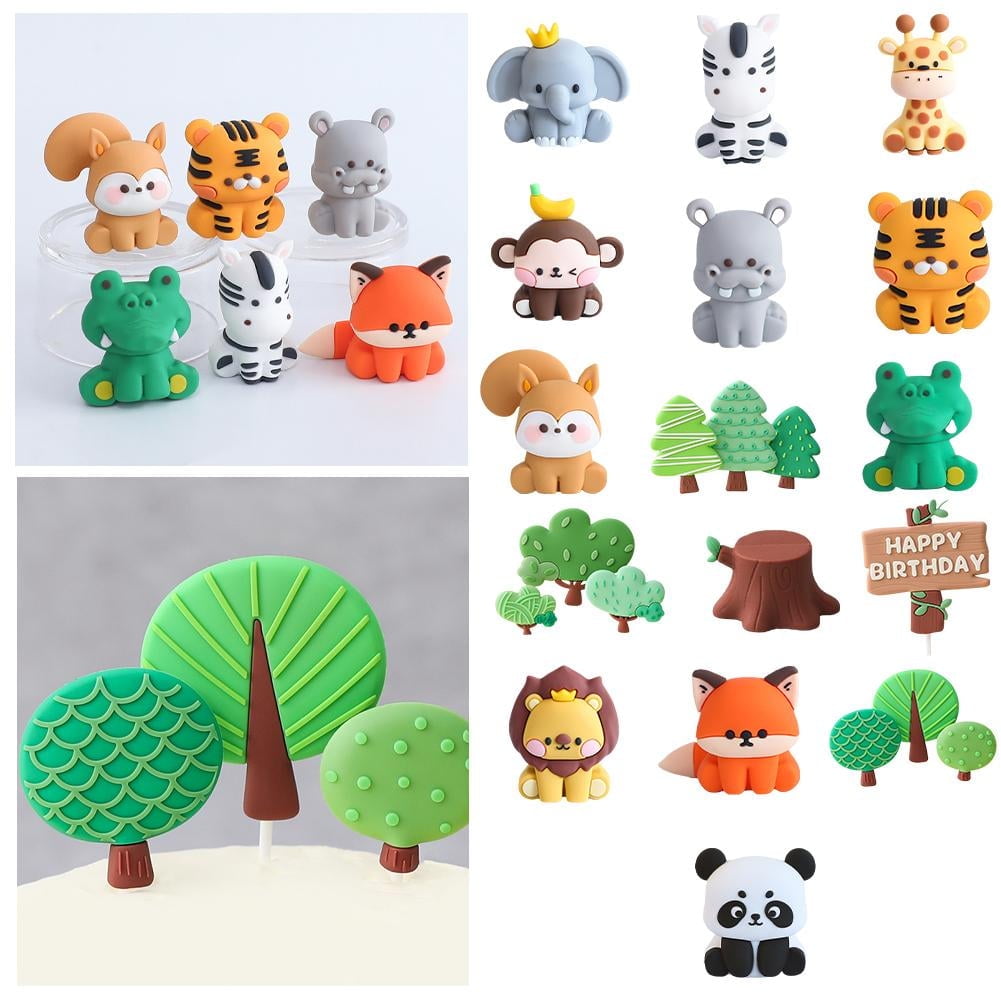 HPDL Forest Animal Cake Topper Tropical Jungle Safari Lion Elephant Giraffe